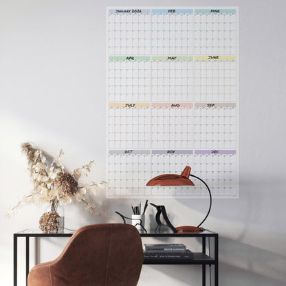Large Wall Calendar Undated (39 x 27 inches) Double Sided Dry Erase Yearly & Monthly Wall Calendar, Big Erasable Planner for Home, Office, Classroom, Thick Paper with Gloss Lamination, Full Year View.