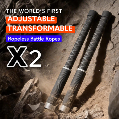 X2 Ropeless Battle Ropes Adjustable Weight - Wrist Friendly Structure, Stackable Add-On Weights, Rope & Bar Dual Forms Transformable, Professional Cordless Battle Ropes
