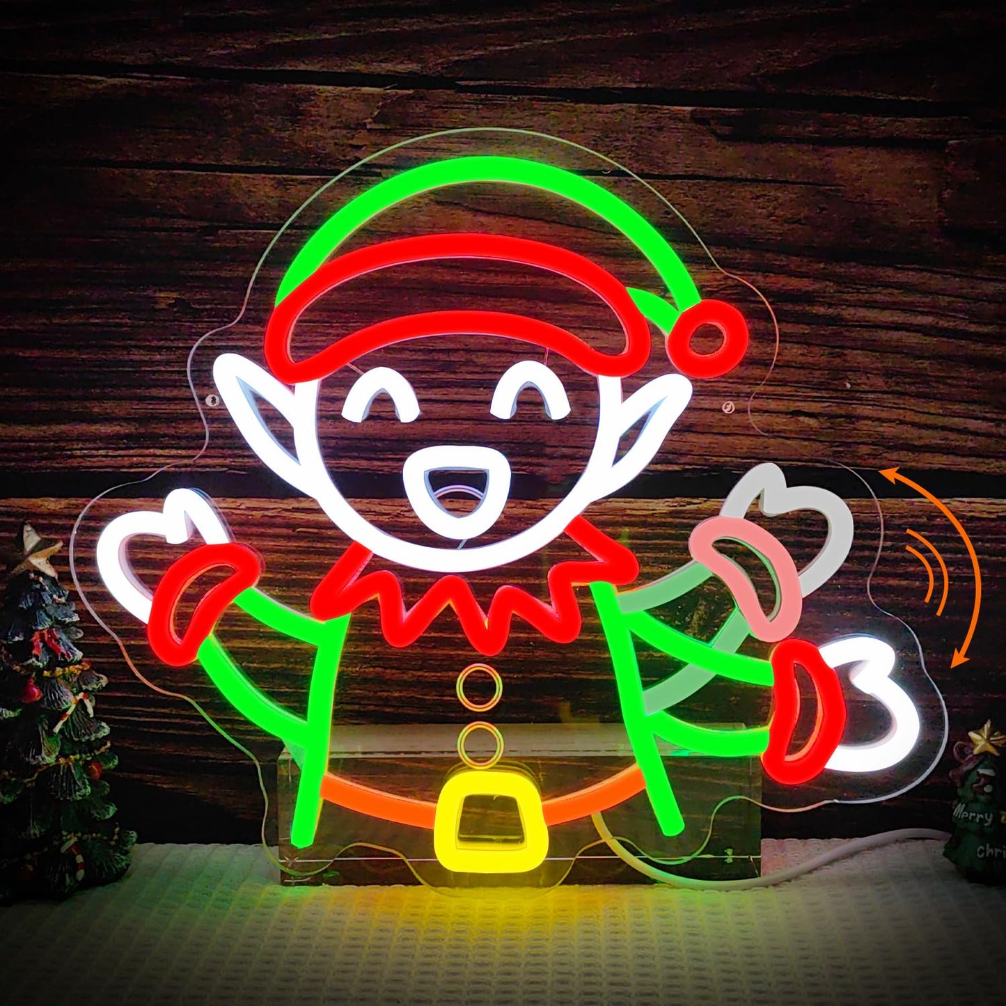 Elf Waving Christmas Neon Sign Elf Neon Sign Dimmable Christmas Led Sign for Wall Decor christmas Neon Window Lights for Holiday Party Bedroom Living Room Window Gifts
