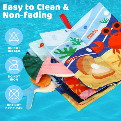 YOGINGO 2PCS Baby Books - Montessori Toys Cute Animal Theme Baby Cloth Books 6 to 12 Months, Soft Stuffed High Contrast Crinkle Infant Sensory Toys, Boys&Girls Kids Early Learning Gifts