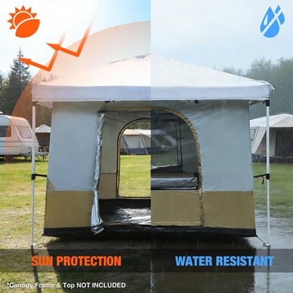 REDCAMP Canopy Camping Tent for Pop Up Canopy Tent, Inner Tent with Mesh Window, Converts Straight Leg 10'x10' or 10'x20' Canopy into Camping Tent, Fits 4-6 Person, Khaki(Frame/Shelter NOT Included)
