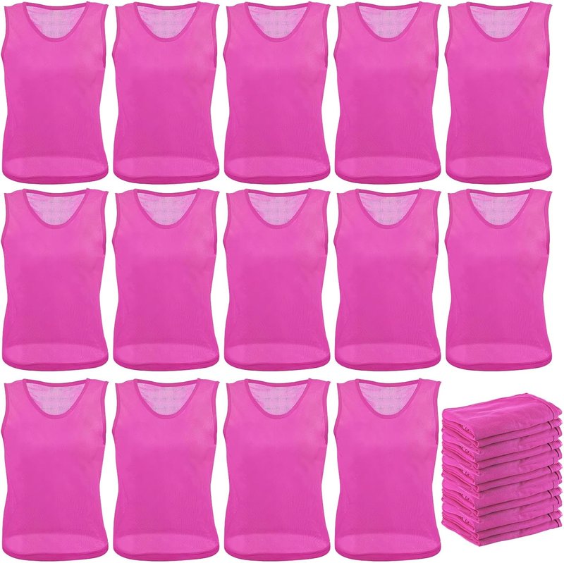 Team Practice Pinnies - 24 Pcs Nylon Mesh Scrimmage Vests for Soccer & Basketball | Lightweight & Durable