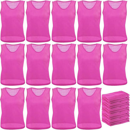 Team Practice Pinnies - 24 Pcs Nylon Mesh Scrimmage Vests for Soccer & Basketball | Lightweight & Durable
