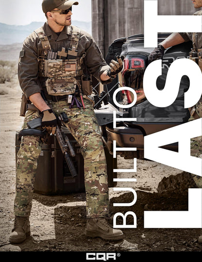 CQR Men's Tactical Pants, Water Resistant Ripstop Cargo Pants, Lightweight EDC Work Hiking Pants, Outdoor Apparel, Duratex Mag Pocket Utility Camo, 40W x 32L