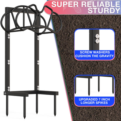 Qatsrin New Garden Hose Holder, Super Stable Water Hose Holders Stand Holds 160-Feet Hose, Detachable Freestanding Hose Storage Hanger Rack for Outside Yard Lawn Farm, Black