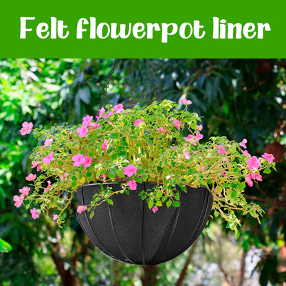 Adnee 4 Pcs 16 Inch Fabric Planter Basket Liner-Felt Flower Pot Liners-Hanging Plant Basket Fiber Insert for Garden Wall Hanging Planter Flower Vegetables(Round)