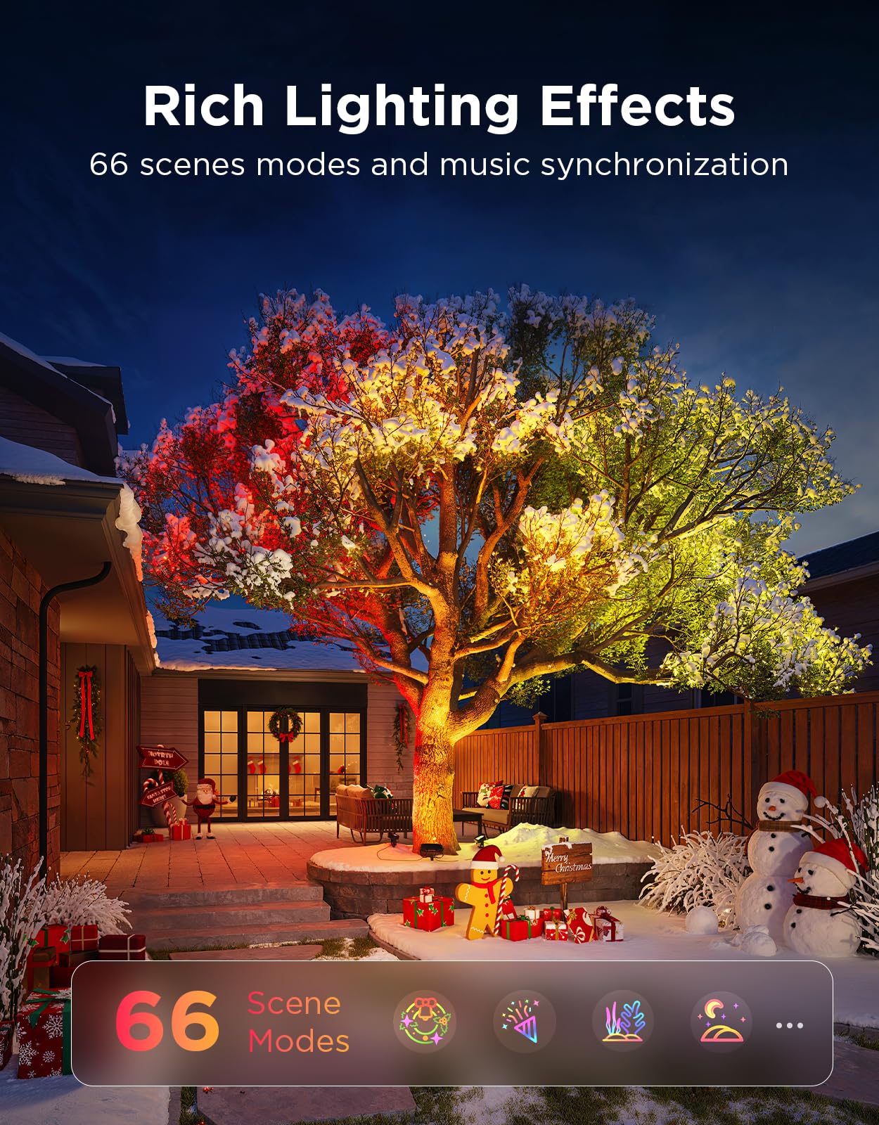 Govee Outdoor Tree Lights 3-Pack, RGBWIC LED Landscape Lighting, Outdoor Lights for Yard Garden Patio, 66 Scene Modes for Holiday Party and Event, App Control, Google Assistant, Matter