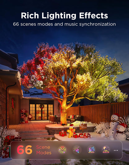 Govee Outdoor Tree Lights 3-Pack, RGBWIC LED Landscape Lighting, Outdoor Lights for Yard Garden Patio, 66 Scene Modes for Holiday Party and Event, App Control, Google Assistant, Matter