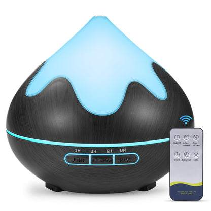 Essential Oil Diffuser for Home 500ML, Ultrasonic Large Diffuser Oil Machine with Remote Control, Aromatherapy Diffusers for Home Office Room, Aroma Diffuser with 14 Color LED & 2 Mist Mode, Brown