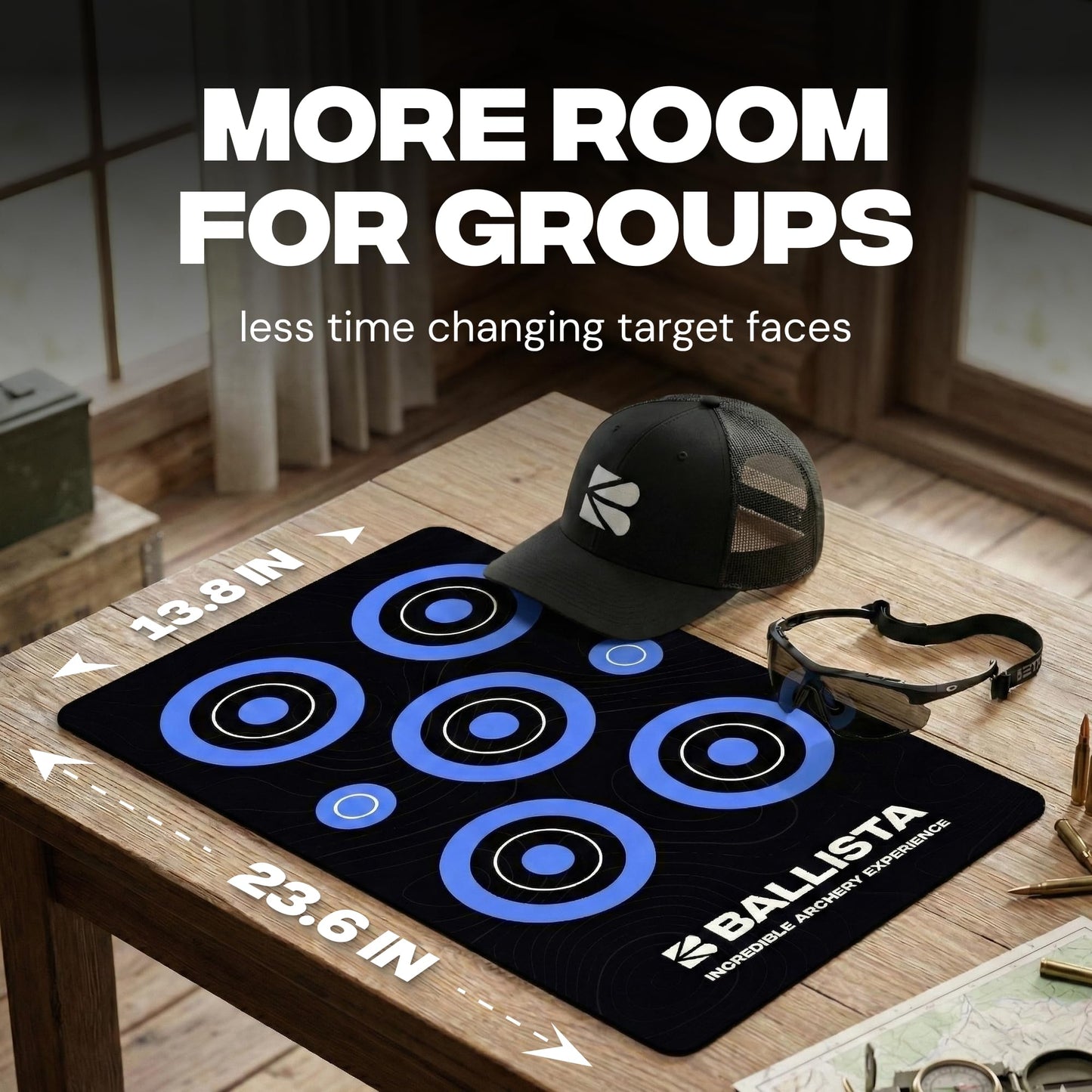 BALLISTA Reusable Self-Healing Rubber Archery Target Face – 13.8" x 23.6" Roll-Up Practice Target Sheet with Bright Bullseyes, Water-Resistant, Portable for Bow and Crossbow Shooting