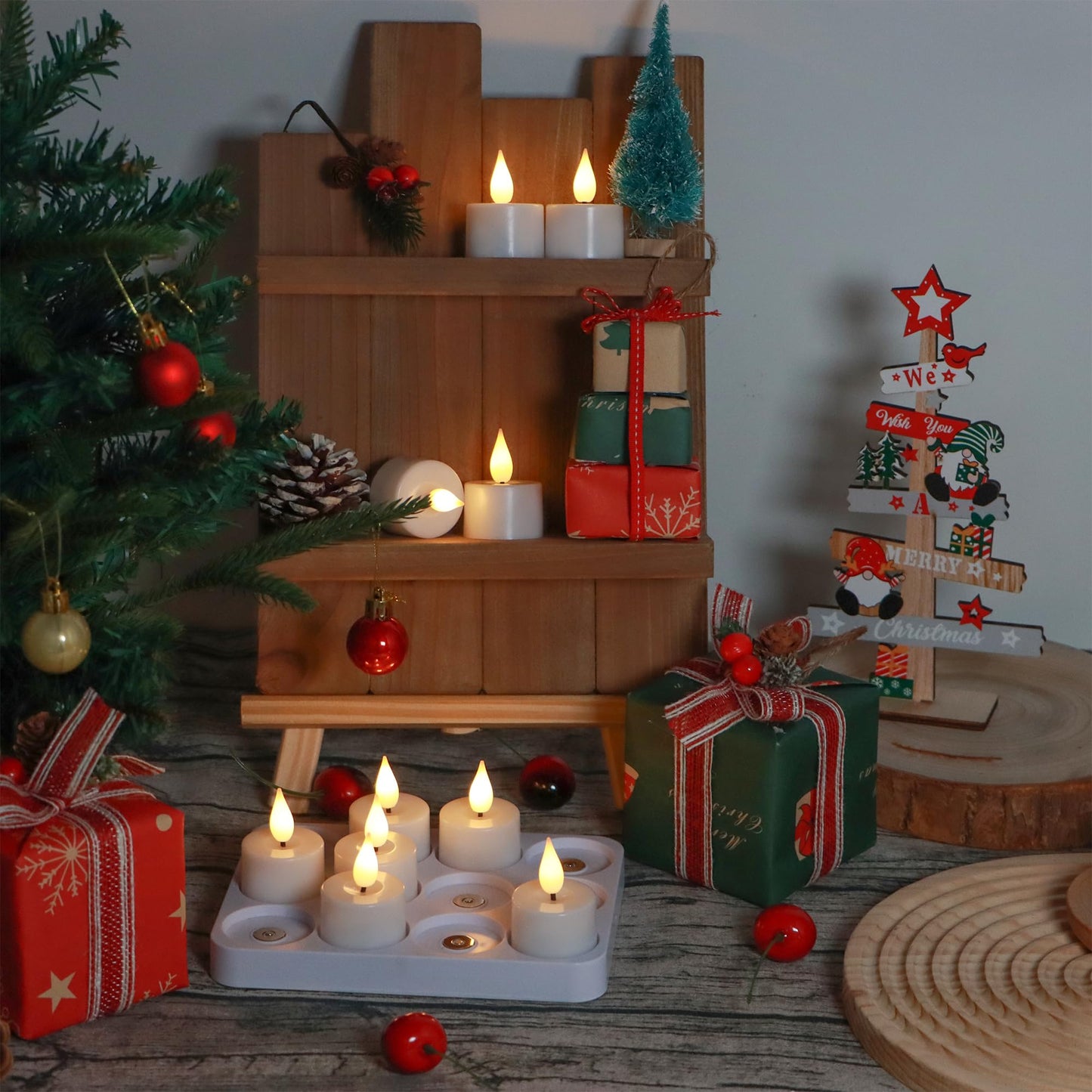 FREEPOWER Rechargeable Flameless Tea Lights with Charging Base & Remote Timer, 12 Pack USB Rechargeable Tealights Candles Battery Operated, Flickering Realistic for Home Christmas Wedding Decor