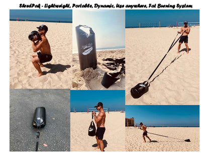 Upgraded ShredPak - Resistance Training System - Weight Sled Harness Weight Bladder & Handles - Most efficient Workout for Athletes - Burn 3X The Calories - 4-Piece Kit for Gym, Home and, Outdoor