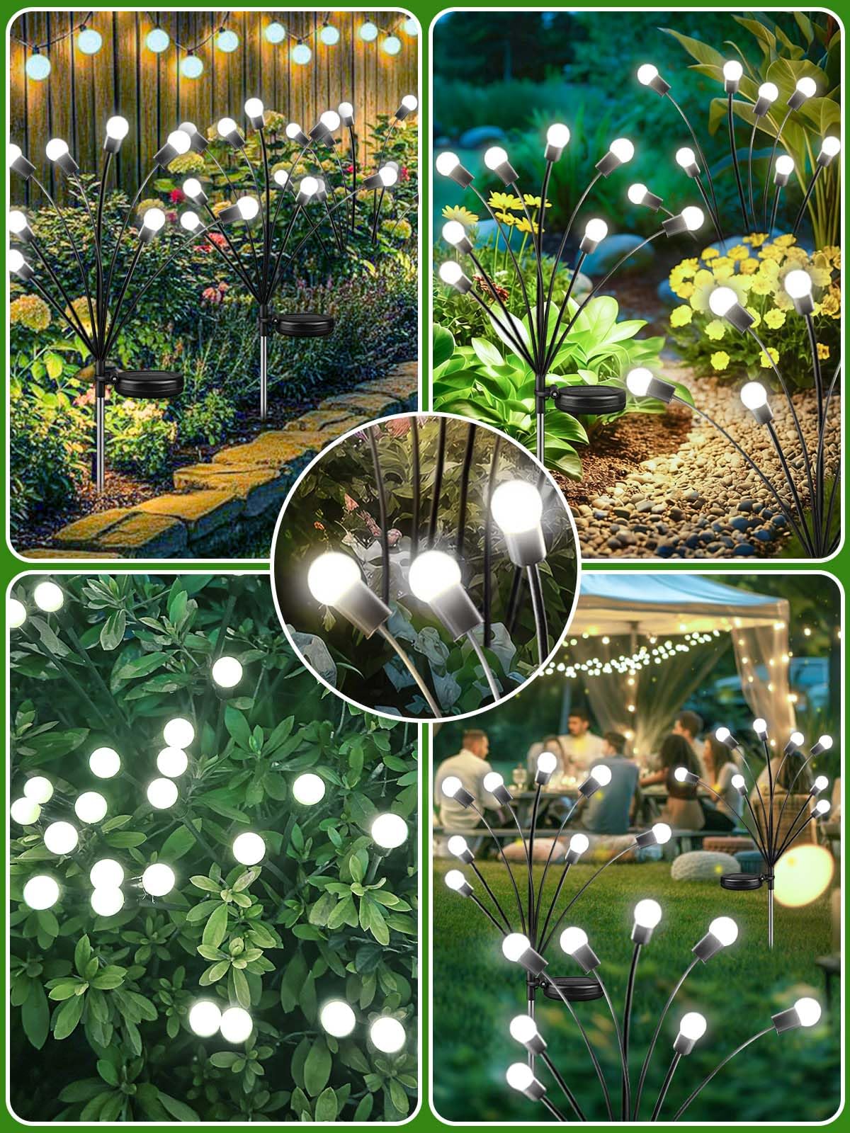 2026 Upgraded Solar Lights Outdoor, 8 Pack Solar Garden Lights with 2 Modes, Firefly Lights Outdoor Waterproof, Sway by Wind, Twinkle Firefly Light for Yard Patio Path Garden Decoration (Cool White)
