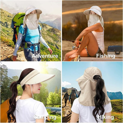 Wide Brim Sun Hat for Women - UV Protection with Detachable Neck Flap | Perfect for Garden, Fishing & Hiking