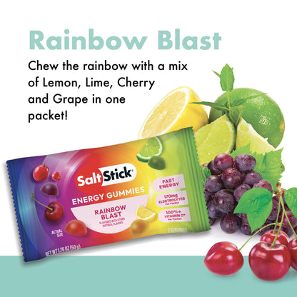 SaltStick Energy Gummies Rainbow Blast - 10 Packets/20 Servings