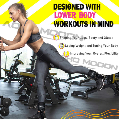 Ankle Straps for Cable Machine Accessories, Adjustable Buckle Suitable for Men & Women, Comfort fit Neoprene Ankle Cuffs for Glute Kickbacks, Lift The Butts, Gym Lower Body Exercises (Pair, Black)