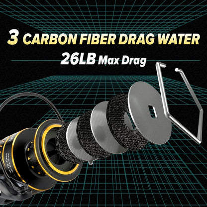 Dr.Fish Saltwater Spinning Reel, Graphite Body, 9+1 Ball Bearings, CNC Aluminum Spool and Handle, 25LB Carbon Fiber Drag, Surf Casting Lightweight Offshore Reel PL4000