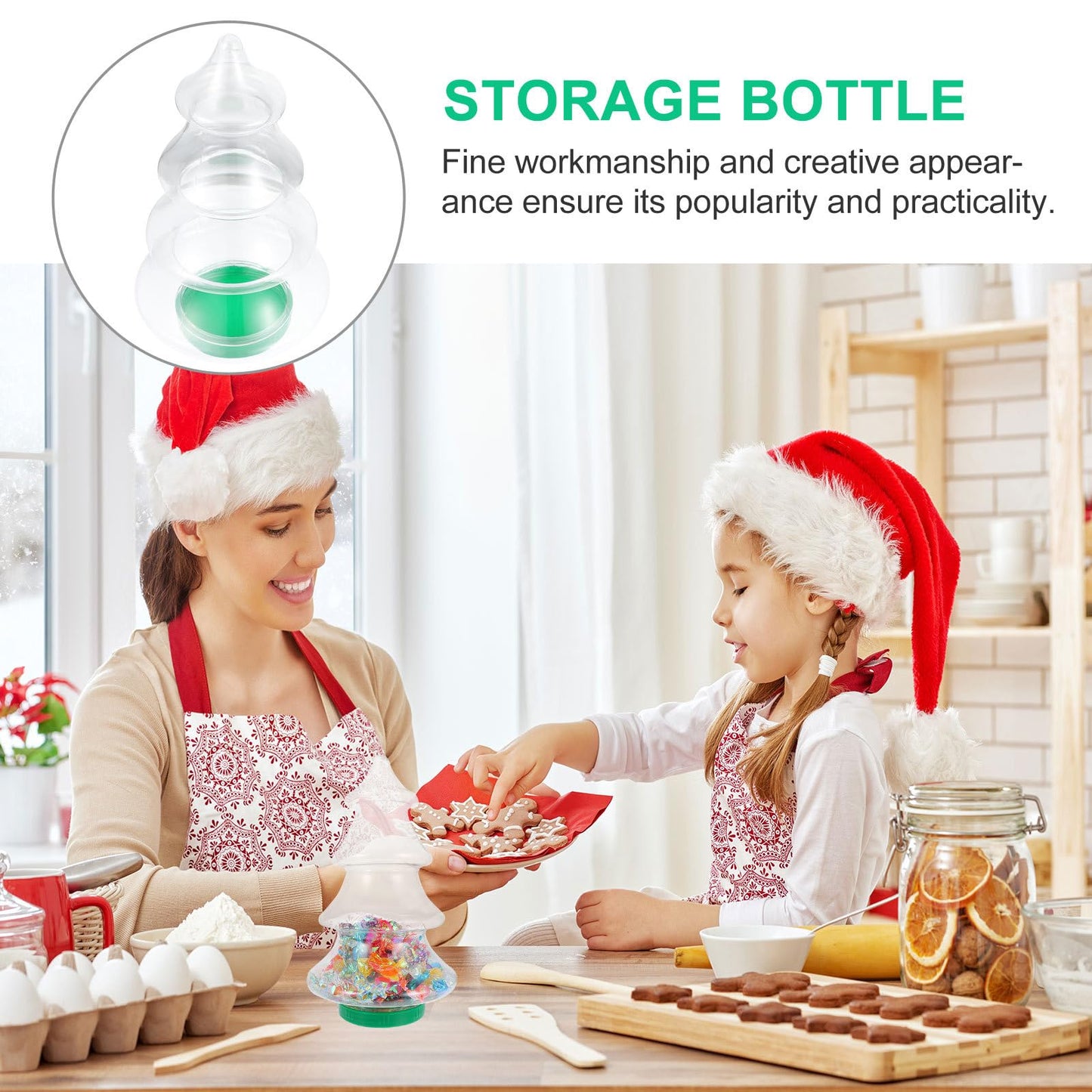 Abaodam Plastic Containers 2pcs Large Christmas Tree Container Christmas Tree Shaped Jar for Party Wedding Party Supplies Favors Plastic Cookie Jar