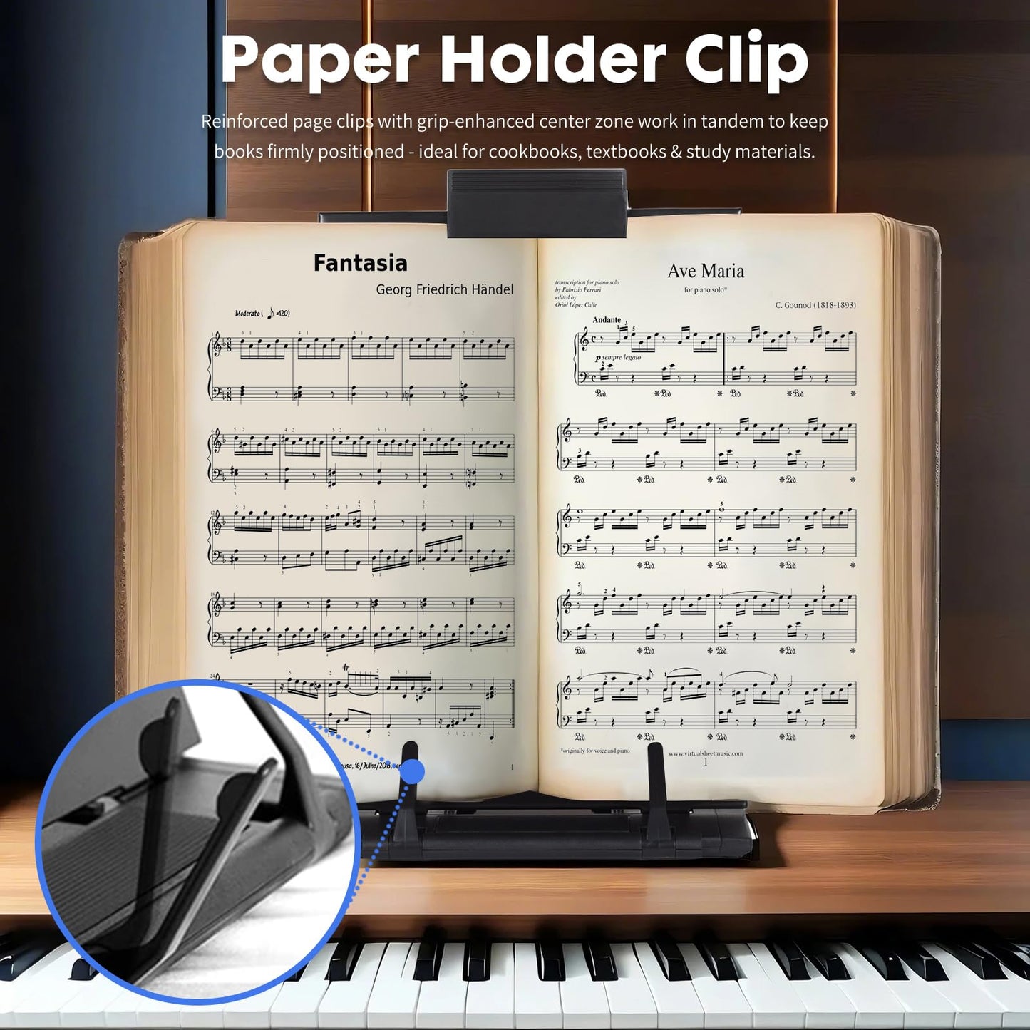 PowerKing Desktop Document Holder with 7 Adjustable Angles, Relieves Eyes and Neck Strain, Black Metal Paper Stand When Typing for Reading A4, Letters, Books, Receipts, Music Sheets, Textbooks