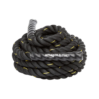 Amazon Basics Battle Rope for Home Gym Workout, Exercise Training Equipment, CrossFit, Strength Training, 1.5 Inch x 30 Feet, Black