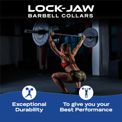 Lock-Jaw PRO 2 Barbell Collars Olympic Barbell Clamps 2 Pcs – Heavy Duty Bar Clamps for 2” & 50mm Olympic Bars – Secure Weight Bar Clamps for Strength Training & Home Gym Accessories – Black