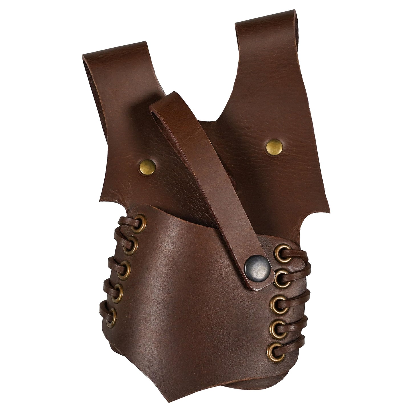 Mythrojan Leather Sword Frog Medieval Sword LARP Costume Accessory Frog Sword Holder Rapier Knight Sword Belt Frog Leather Pirate Sword Holster (Brown- 9.4” x 4.7” LH)