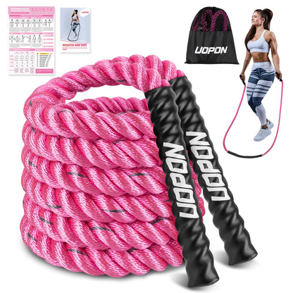 Weighted Jump Rope for Women, Heavy Skipping Rope for Exercise with Training Poster, 9.2FT Weight Fitness Jump Rope for Improve Strength, Building Muscle & Total Body Workout Equipment
