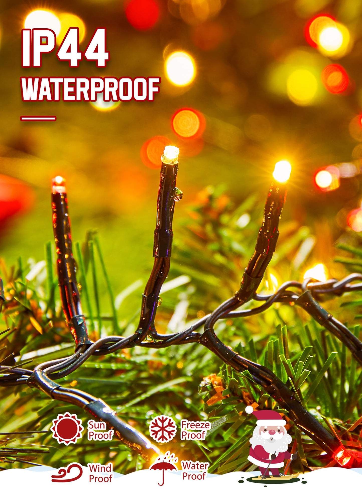 Minetom Christmas Cluster Lights Outdoor - 2000LED 100Ft Bright 8 Modes Timer Remote, Waterproof Plug-in Fairy String for Tree, Garland, Window, Xmas Decorations, Red & Warm White