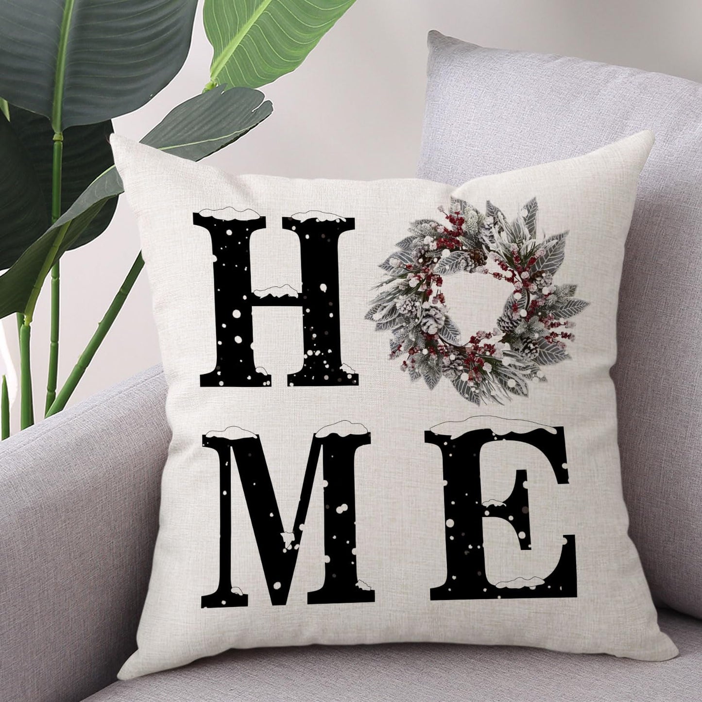 Coeufuedy Christmas Pillow Covers - 18x18 Inch Set of 4 Home Noel Truck Tree Holiday Cushion Covers Farmhouse Christmas Decoration for Sofa Couch Living Room