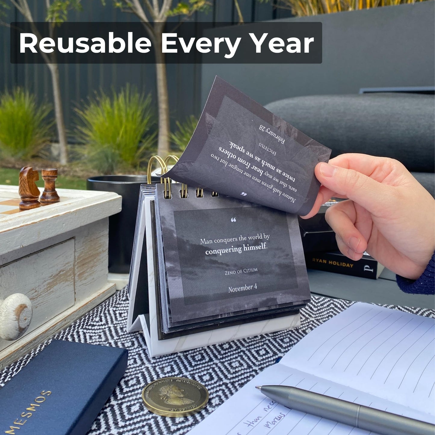 MESMOS 366 Daily Stoic Calendar, Administrative Professional Day Gifts, Inspirational Gifts for Men, Men's Gifts, Daily Affirmations Office Desk Decor for Men, Motivational Self Care Office Desk