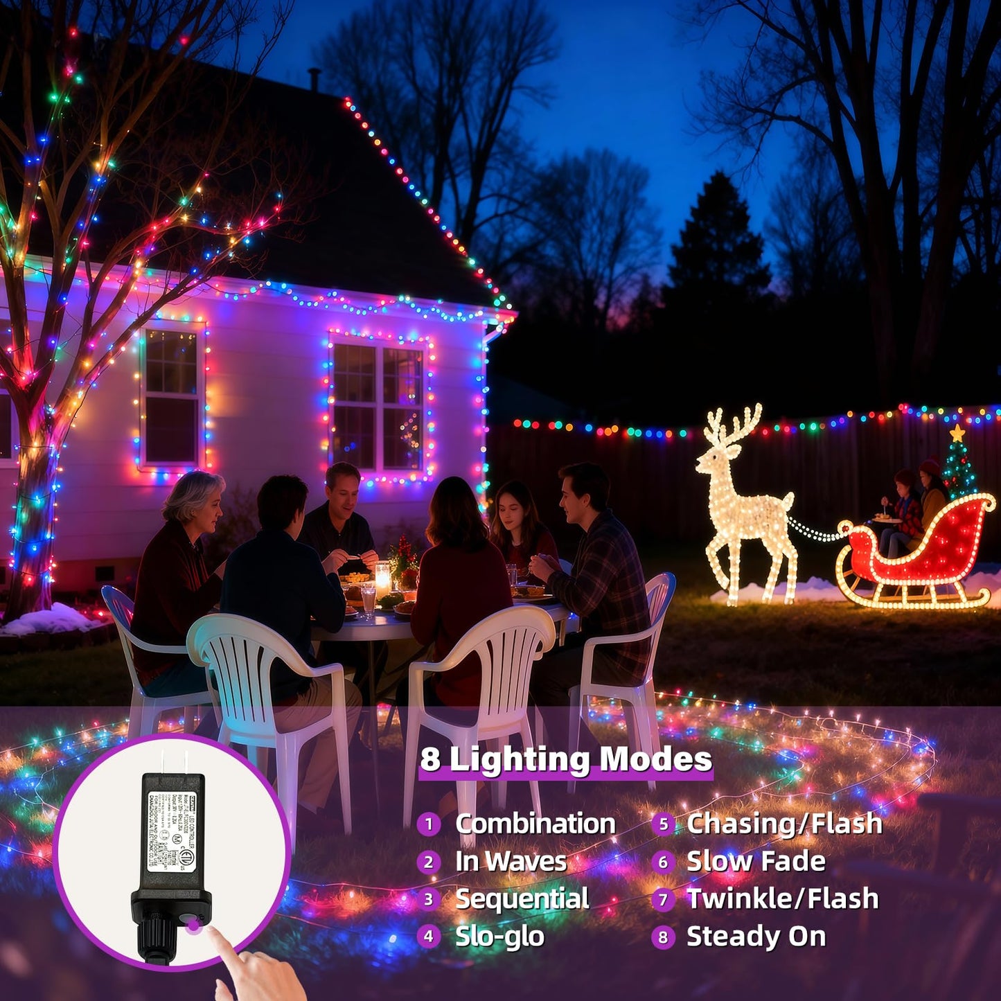 AHAWILL String Lights for Christmas Decor,50FT 150LED Classroom Lights, Waterproof Fairy Lights Indoor for Christmas Decor,Dimmable,8 Modes,Valentine's Day Home Decorations