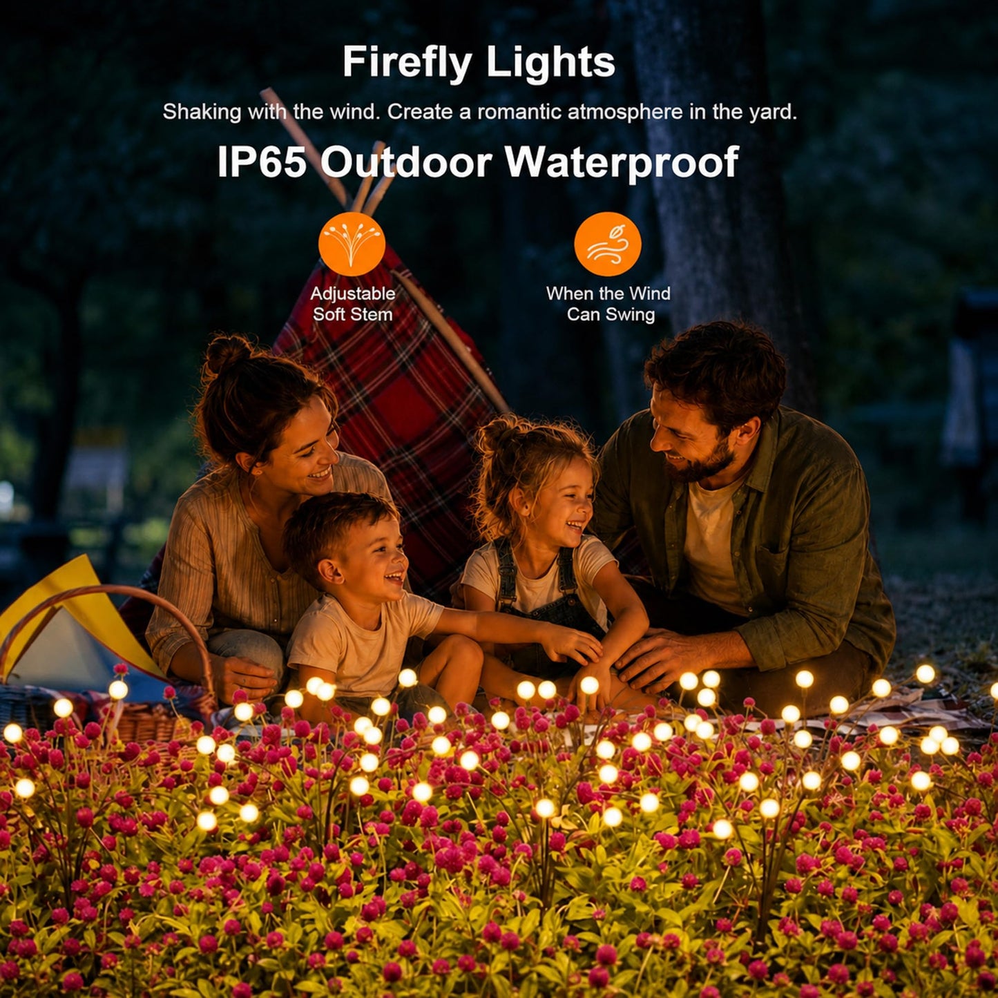 VerveAura Solar Firefly Lights Outdoor Waterproof, 4 Pack Swaying Garden Lights with Dancing Firefly Glow, 17mm Large Bulbs, 800mAh Battery, Monocrystalline Solar Panel, Yard Pathway Decor