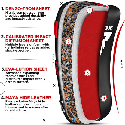 RDX Muay Thai Pad for Training, Curved Kickboxing Kicking Strike Shield, Coaching Kick Boxing, MMA, Martial Arts, Karate, Taekwondo, Punching, Foot, Knee and Elbow Target (One Pad Only)