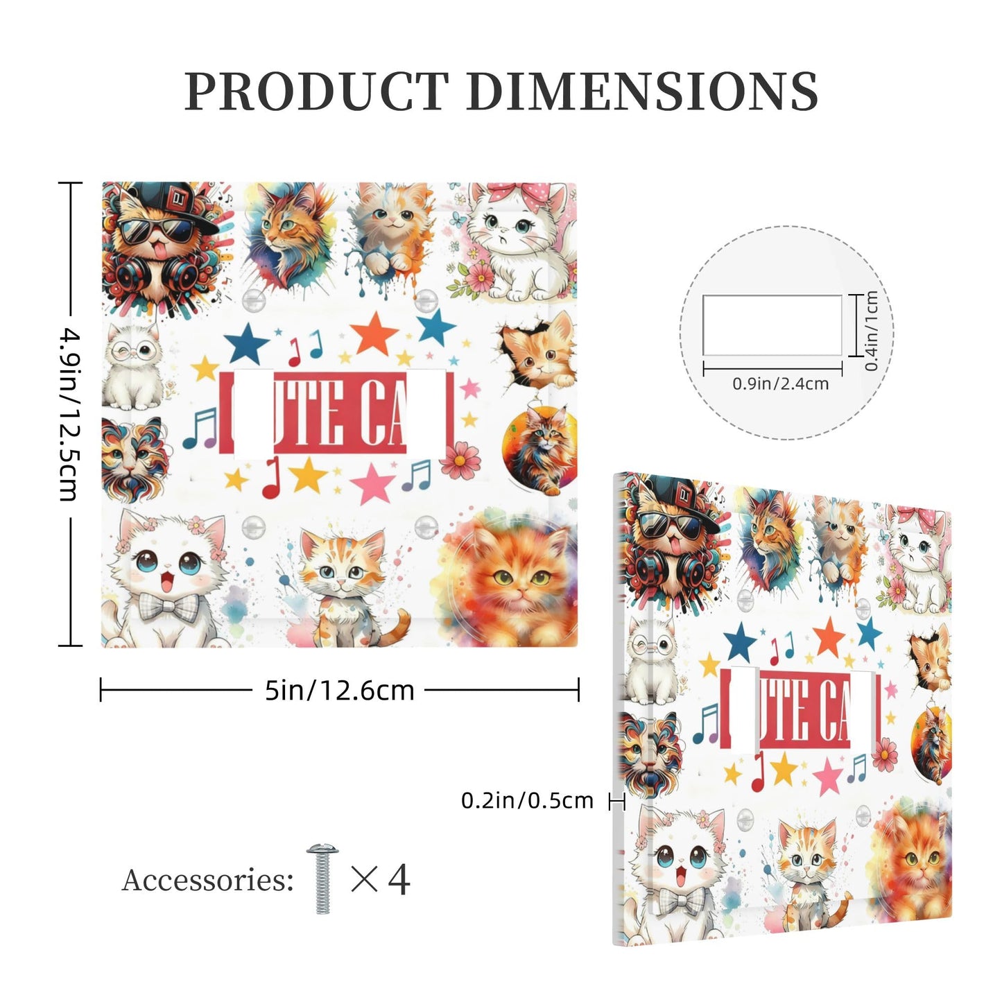 Decorative Art Light Switch Covers Cat & Melody2 Gang Double Toggle Wall Plate Decorative Switchcover Electrical Switchplate for Home Decor