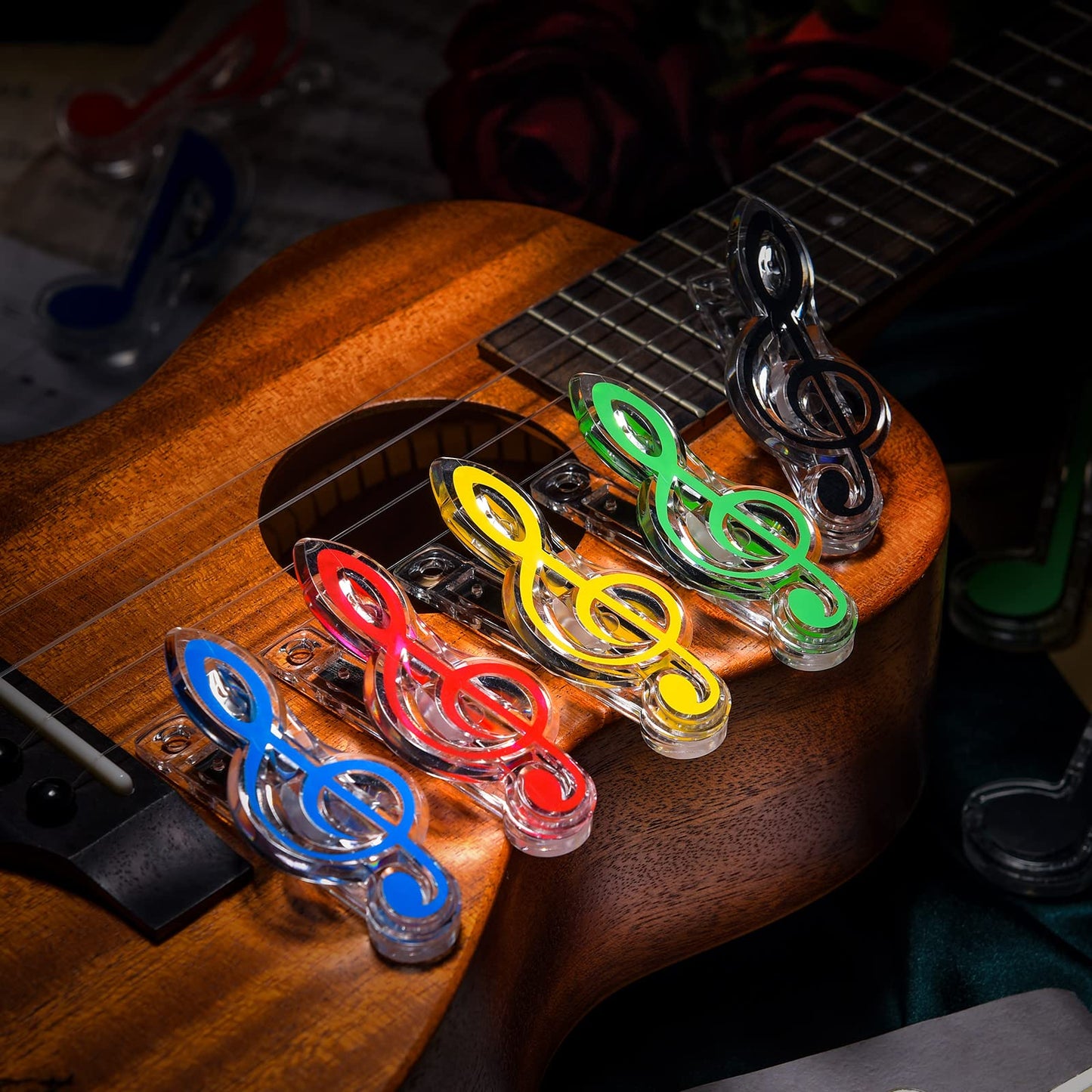 Gersoniel 40 Pack Teacher Gifts Music Note Paper Clip Treble Clef Paper Clips Valentine Funny Music Teacher Gifts Plastic Book Page Sheet Holder for Desk Bookmark Office School Stationery Accessories