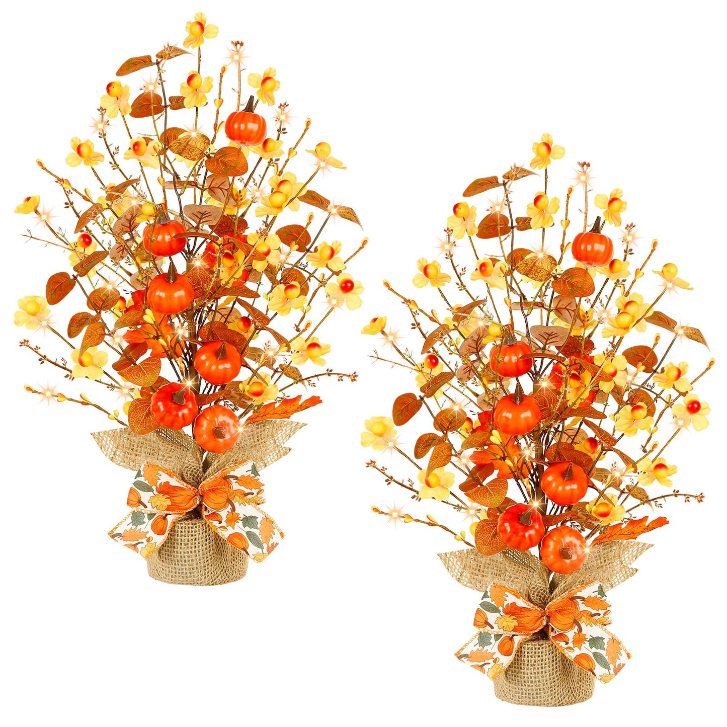 Joyhalo 2 Pack Lighted Christmas Tree Tabletop with LED Battery Operated Eucalyptus Trees with Lights, Christmas Centerpieces Decorations for Home, Tables, Desk, Office, Indoor Xmas Decor