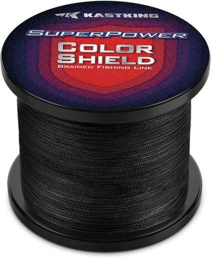 KastKing Superpower ColorShield Braided Fishing Line - 100% UHMWPE Fiber, Smooth & Strong, Near Zero Stretch | Colorfast 300 Yards