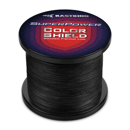 KastKing Superpower ColorShield Braided Fishing Line, Black, 10LB, 500Yards, X4