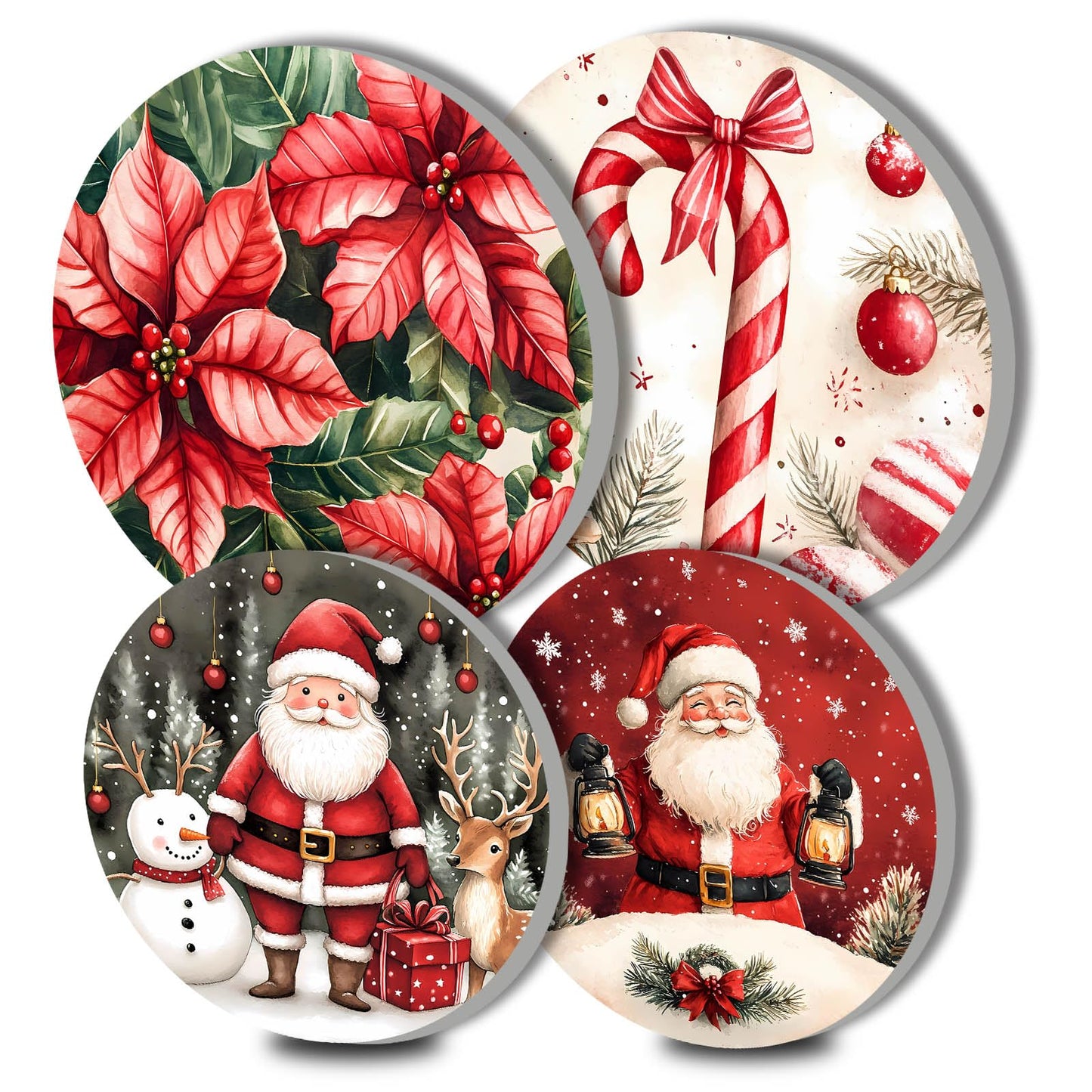 Tucocoo Christmas Electric Stove Burner Covers,4 Pcs Holiday Decor Round Stove Burner Cover,8 Inches and 10 Inches,Santa Claus Gas Stove Burner Cover,Metal Cooktop Kitchen Decorative