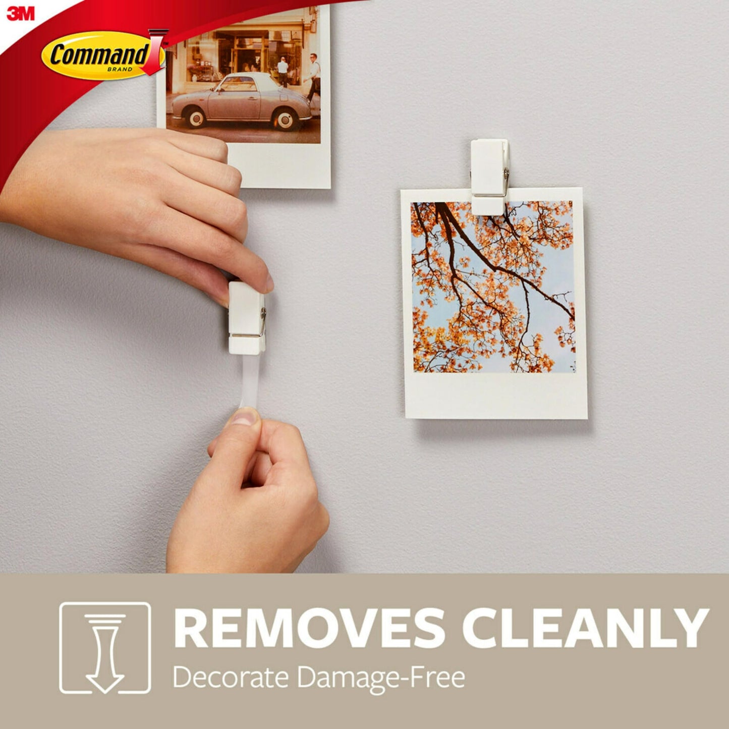 Command Spring Clips 2-Pack (16 Clips + 24 Adhesive Strips), White – Damage-Free Hanging of Photos, Notes, Lightweight Decorations, and Office Organization – No Tools Required