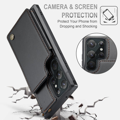 Vinich for Samsung Galaxy S22 Ultra Wallet Case with Card Holder, RFID Blocking Credit Slots Kickstand Shockproof Phone Cover Fit for Galaxy S22 Ultra 6.8" Black
