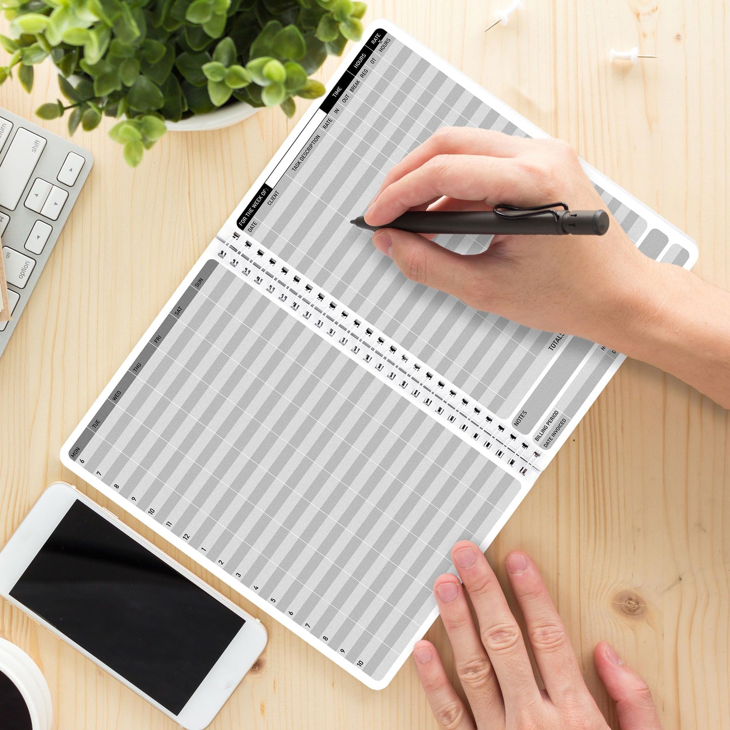 INKNOTE 2Pcs Time Tracker Log Timesheet Notebook Spiral Management LogBook for Effectively Track and Plan Your Day 9 X 6.1inch-100 Pages
