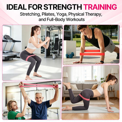 Resistance Loop Exercise Bands Set of 5, 5 Resistance Levels Elastic Workout Bands for Strength Training, Stretching, Yoga, Pilates, Physical Therapy, Home Gym for Men Women, with Guide & Carry Bag
