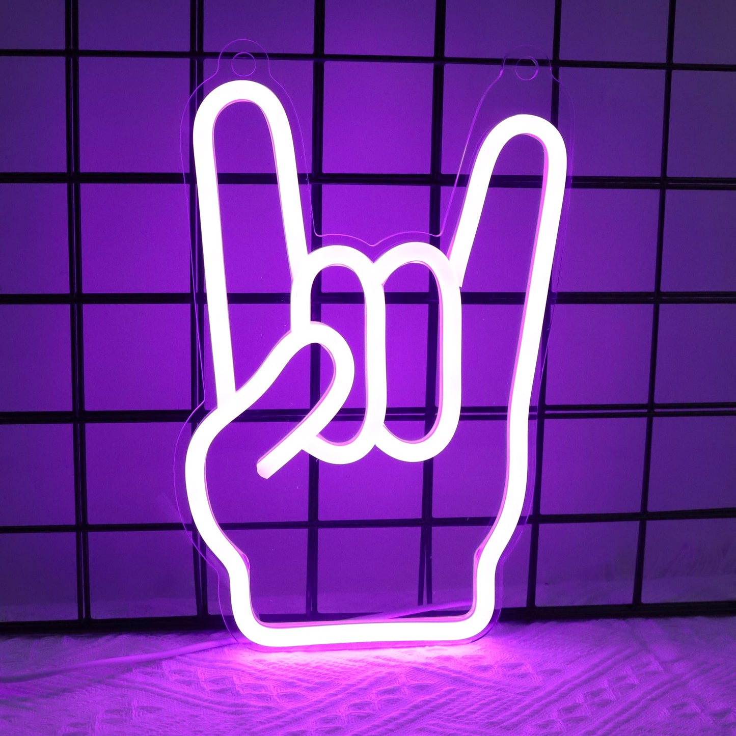 Attivolife Rock Hand Shaped Neon Light, Gamer Wall Decor LED Neon Signs with Dimmable, USB Powered for Bar Christmas Birthday Home Party Gifts