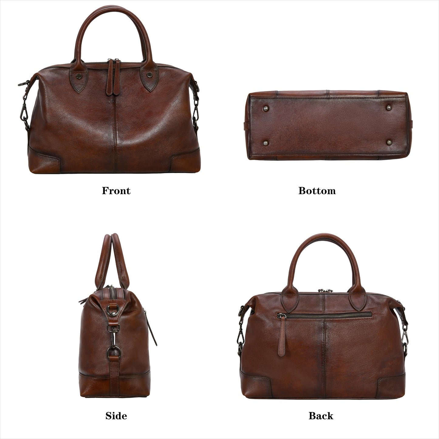 HESHE Genuine Leather Satchel Tote Bag for Women Leather Purse Large Capacity Top Handle Handbag Designer Shoulder Bags Vintage Cross Body Doctor Bag (Coffee)
