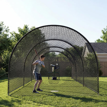 33ft Baseball Batting Cage with Frame and Net, Batting and Pitching Practice Net for Baseball, Softball, and Golf, Suitable for Backyard or Field
