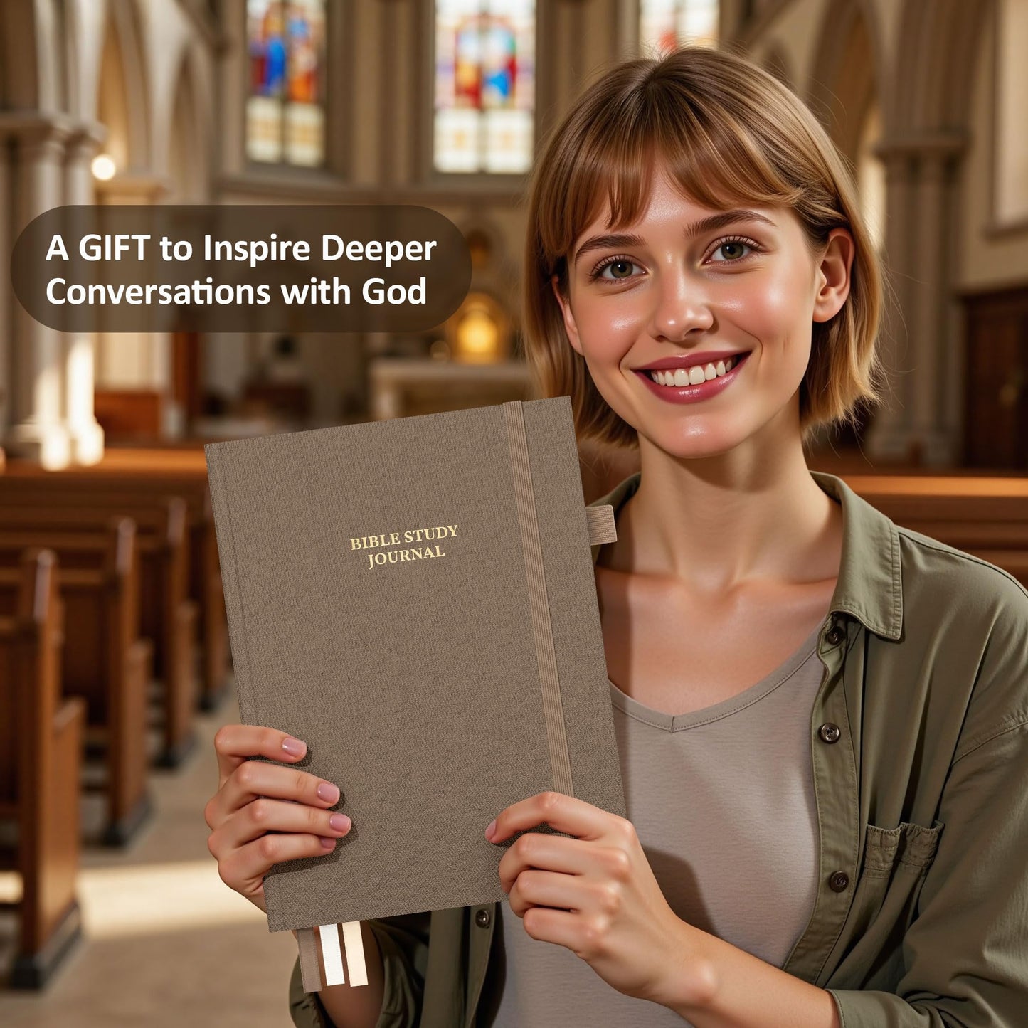 Verveorig Bible Study Journal for Women & Men, Church Notes Prayer Journal Bible Notebook for Note Taking, Bible Study Guide/Supplies/Gifts/Accessories (Brown, A5 (5.8" x 8.3"))