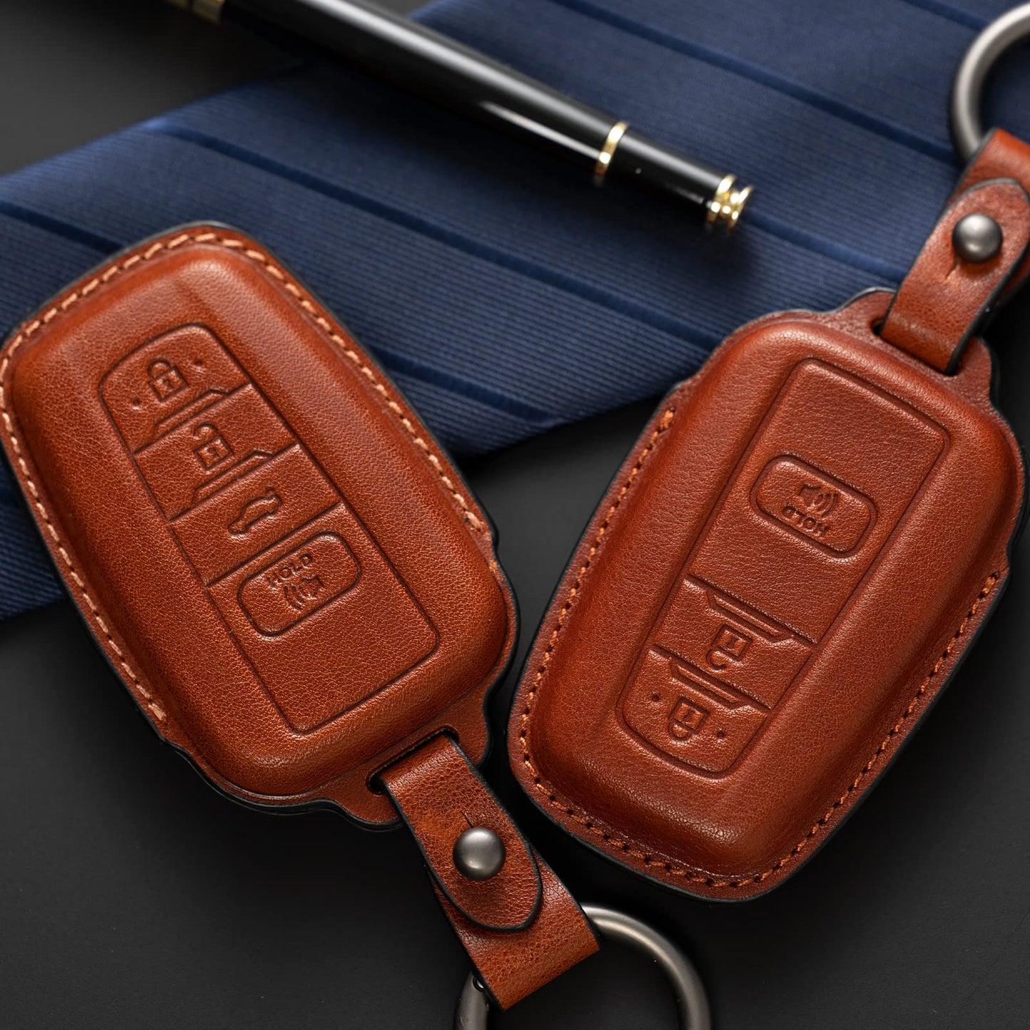 Smyfob for Toyota Key fob Cover Leather car Key case Avalon Camry TRD Corolla Highlander Prius Prime RAV4 Prime CHR Accessories