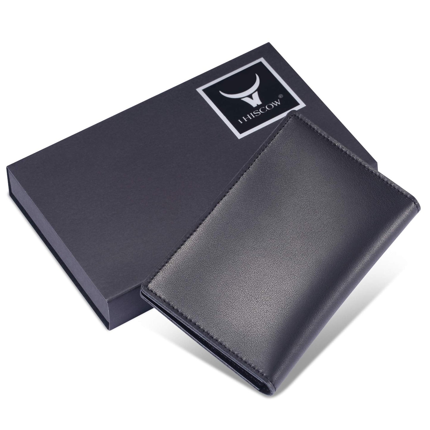 HISCOW Minimalist Thin Bifold Card Holder - Italian Calfskin