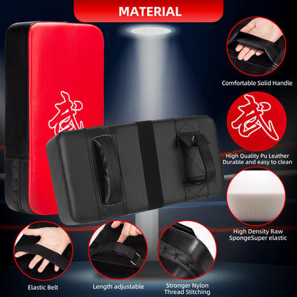 3-in-1 Boxing Pads and Kick Punching Mitts Set, Leather Hand Target Focus Pads, MMA Muay Thai Pads for Kicking Taekwondo Karate Kickboxing, Kids Adults Boxing Training Sparring Gear Equipment